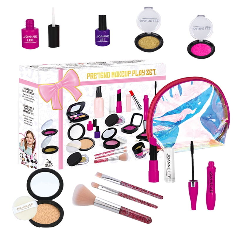 Girls Toys - Kids Vanity Set with Glitter Cosmetic Bag, Perfect Play Kit for Girls, Pretend Makeup Case for Girls Pink Kids Toys for 3 4 5 6 7 8 Year Old Girls(Not Real Makeup)