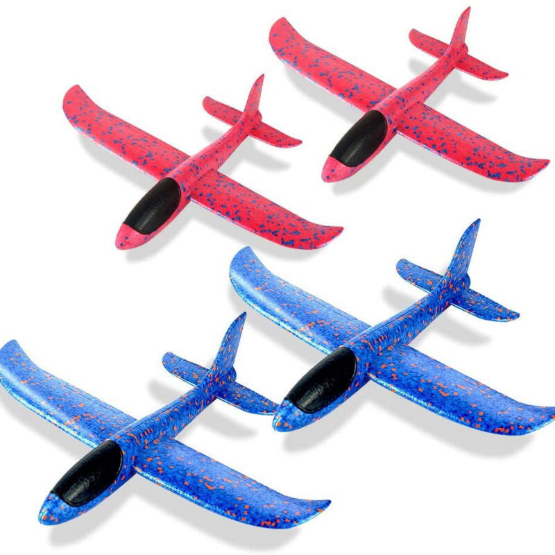 4 Pack Airplane Toys, 17.5" Large Throwing Foam Plane, 2 Flight Mode Glider Plane, Flying Toy for Kids, Gifts for 3 4 5 6 7 Year Old Boy, Outdoor Sport Toys Birthday Party Favors Foam Airplane