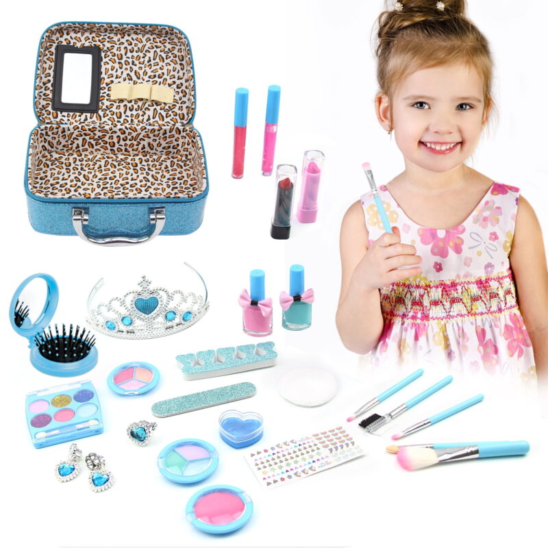 Kids Makeup Kit for Girl - Washable Real Make-up Kit Toy for Little Girls, Toddler Make up & Non-Toxic Cosmetic Set, Play Pretend Dress Up Starter, Age 4 5 6 7 8 Year Olds Child Birthday Gift