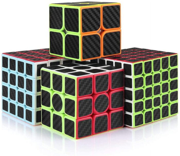 Carbon Fiber 2x2 3x3 4x4 5x5 Speed Cube Set, 2x2x2 3x3x3 4x4x4 5x5x5 ube Bundle Pack Magic Cube Puzzle Toys Kids