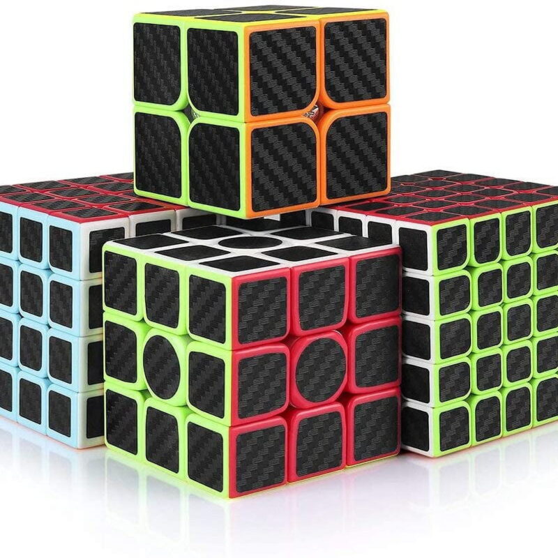 Carbon Fiber 2x2 3x3 4x4 5x5 Speed Cube Set, 2x2x2 3x3x3 4x4x4 5x5x5 ube Bundle Pack Magic Cube Puzzle Toys Kids