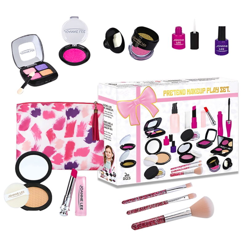 Girls Toys - Kids Vanity Set with Glitter Cosmetic Bag, Perfect Play Kit for Girls, Pretend Makeup Case for Girls Pink Kids Toys for 3 4 5 6 7 8 Year Old Girls(Not Real Makeup)