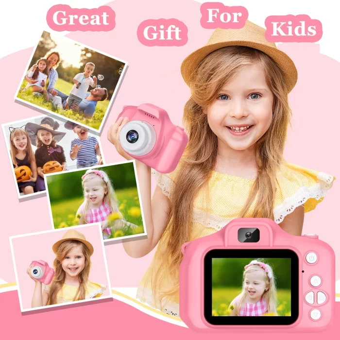 HD Kids Camera, Selfie Camera for Girls 3-12, Video & Photo Digital Camera, Toddler Toys Camera with 32GB SD Card (Pink) - Image 4