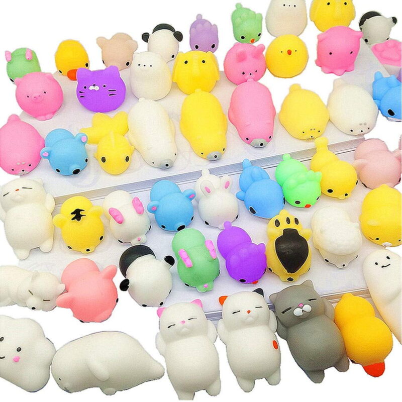 Mochi Squishys Toys, 36 Pcs Cute Kawaii Squishies Animals Stress Relief Toys for Kids Adults Soft Squeeze Reliever Anxiety Toys Cat Panda Seal Polar Bear Fox Rabbit Cat Claw Easter Egg Fillers Gifts