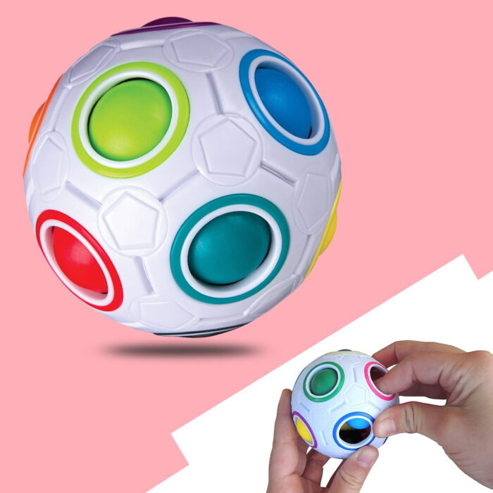 Sensory Puzzle Ball Fidget Toy, Magic Rainbow Ball Puzzle Game Toy for Kids and Adults, Magic Ball Stress Reliever Magic Ball Brain Teaser Educational Toys