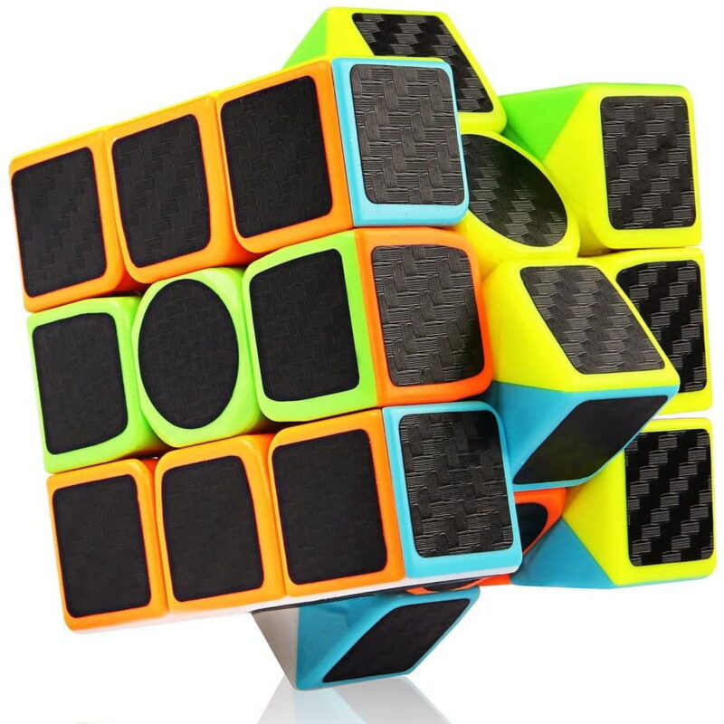 Carbon Fiber 3x3 Speed Cube Set, 3x3x3 ube Bundle Pack Magic Cube Puzzle Toys Kids