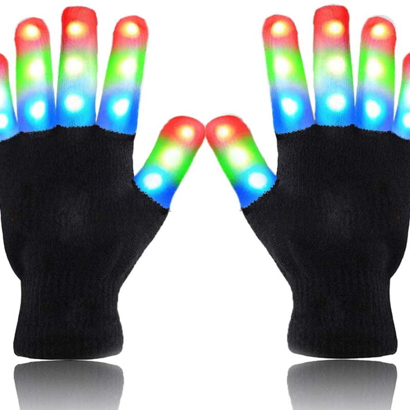 Children LED Gloves Finger Light Up Gloves - Amazing Colorful Glow Flashing Novelty Toys for Kids with Extra Batteries