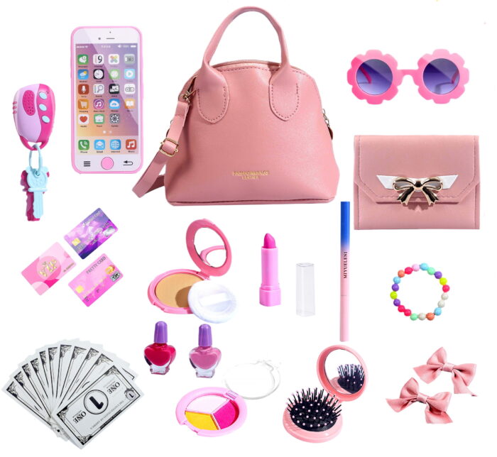 TiokMc Princess Purse Play Housekeeping Toys Non-Toxic Materials, 31-Piece