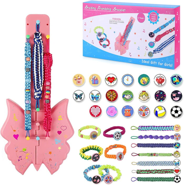 TiokMc Girls Friendship Bracelet Making Kit, DIY Craft Kits Toys for 6-12 Years Old, Arts and Crafts String Maker Tool Travel Activity Christmas Birthday Gifts for Kids