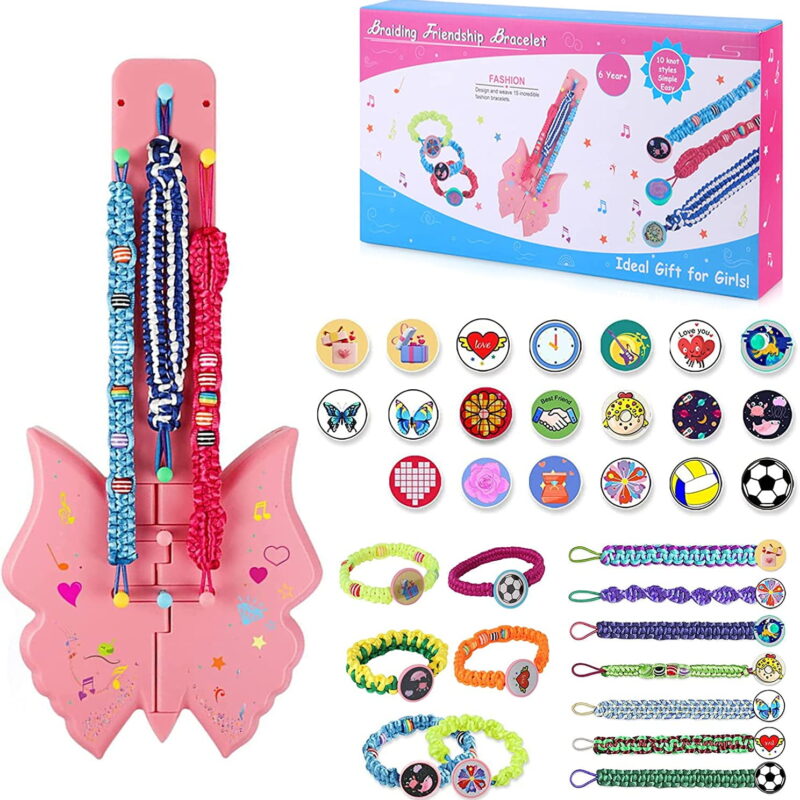 TiokMc Girls Friendship Bracelet Making Kit, DIY Craft Kits Toys for 6-12 Years Old, Arts and Crafts String Maker Tool Travel Activity Christmas Birthday Gifts for Kids