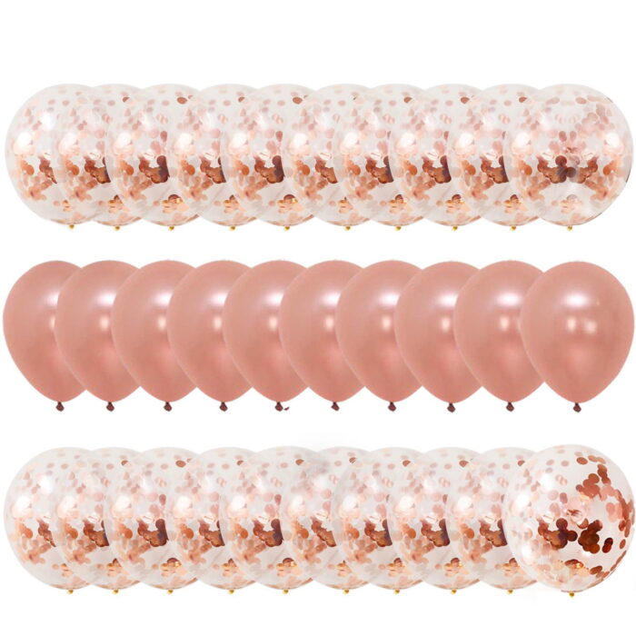 12 Inch Rose Gold Metallic Chrome Balloons,30 Pack Rose Gold Confetti Balloons,Premium Latex Party Balloons for Birthday, Wedding, Baby Shower, Anniversary Party Decorations