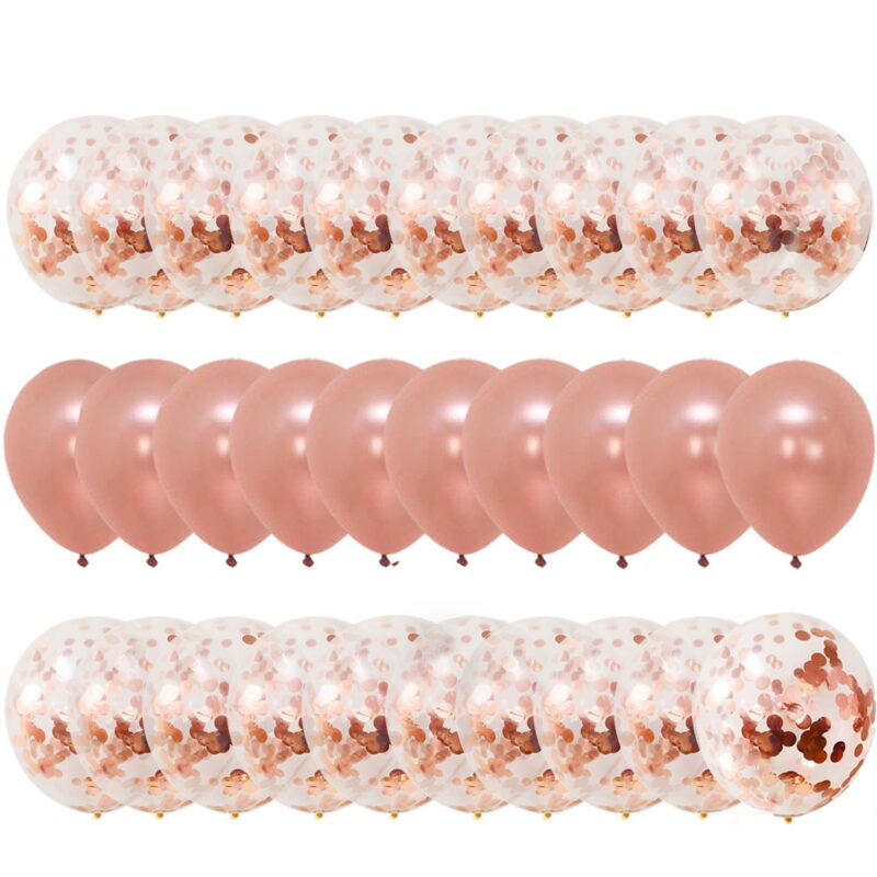 12 Inch Rose Gold Metallic Chrome Balloons,30 Pack Rose Gold Confetti Balloons,Premium Latex Party Balloons for Birthday, Wedding, Baby Shower, Anniversary Party Decorations