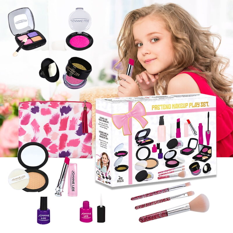 Girls Pretend Play Makeup Toy - Pretend Makeup Case for Girls , Play Makeup Kit for Toddlers , Fake Makeup for Kids , Little Girls Make Up Play Set , Cosmetic Toys , Best Gifts for 3/4/5/6/7/8