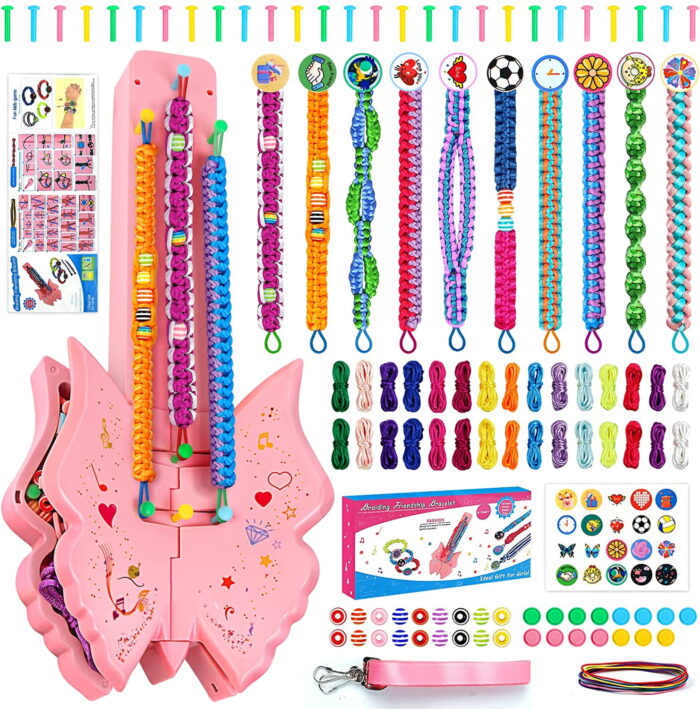 TiokMc Making Bracelet Craft Toys for Girls, DIY Arts and Crafts Toys for 6-12 Years Old Kids, Friendship Bracelet String Making Tool for Travel Activities Party Supplies