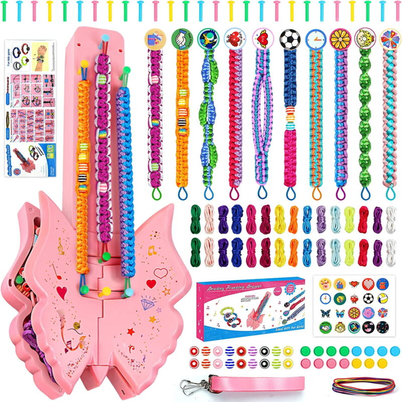 TiokMc Making Bracelet Craft Toys for Girls, DIY Arts and Crafts Toys for 6-12 Years Old Kids, Friendship Bracelet String Making Tool for Travel Activities Party Supplies