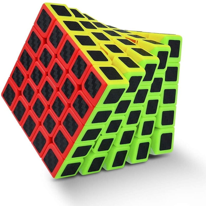 Carbon Fiber 5x5 Speed Cube Set, 5x5x5 ube Bundle Pack Magic Cube Puzzle Toys Kids