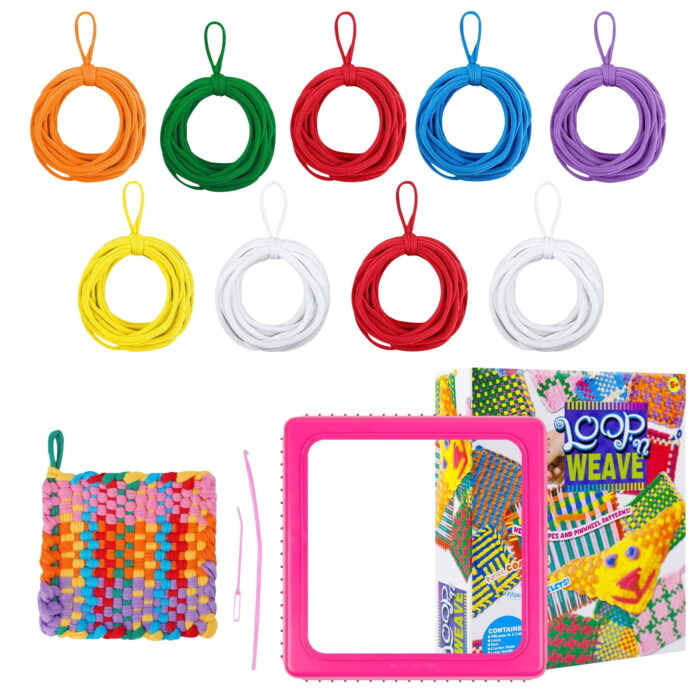 90 Pcs Loom Potholders Loops, 6 Colors Elastic DIY Loops Weaving Crafts Kit Compatible with 7 inch Weaving Loom for Kids, Adults and Beginner