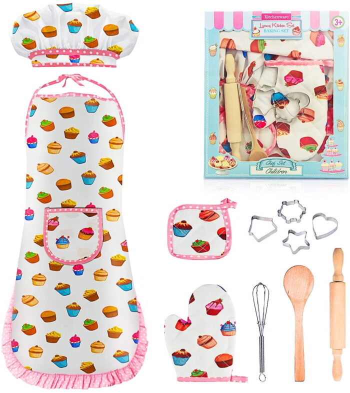 Kids Chef Costume Set - Cooking & Baking Game for Girls, Boys | Christmas Stocking Stuffer Gifts, Ages 3-8