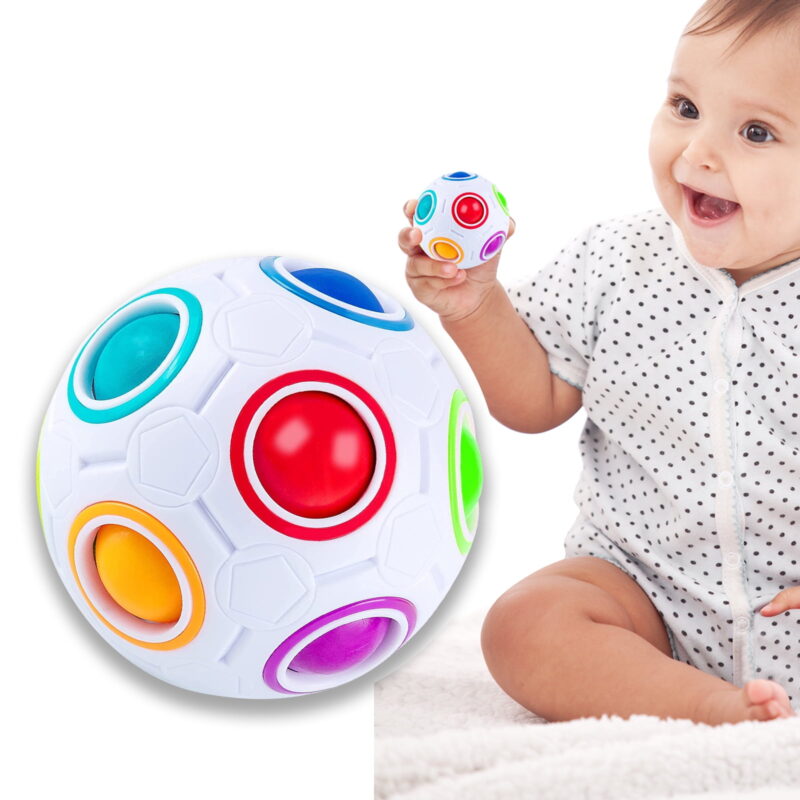 Sensory Puzzle Ball Fidget Toy, Magic Rainbow Ball Puzzle Game Toy for Kids and Adults, Magic Ball Stress Reliever Magic Ball Brain Teaser Educational Toys