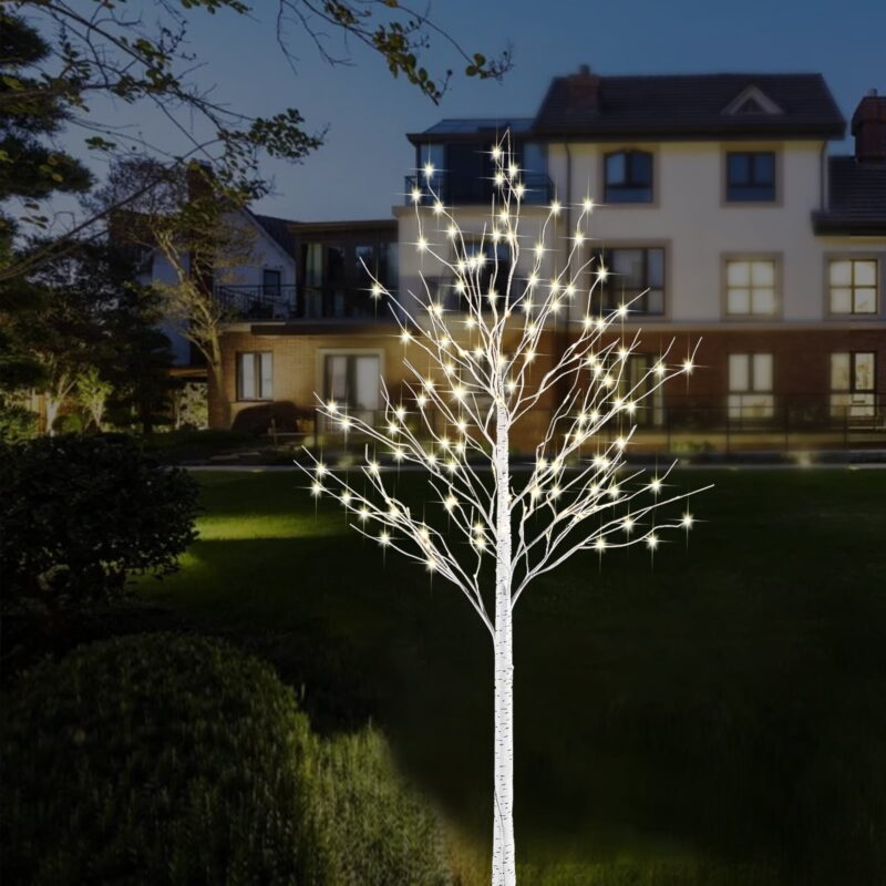 6ft Warm White Lighted Birch Tree Lights, 440LED Light Up Artificial Tree warm White