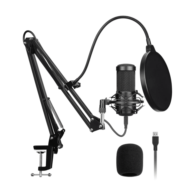 USB Streaming Podcast Microphone Kit,Professional 192KHZ/24Bit Studio Cardioid Condenser Computer PC Mic Kit with Scissor Arm Shock Mount Stand Pop Filter for Music Recording