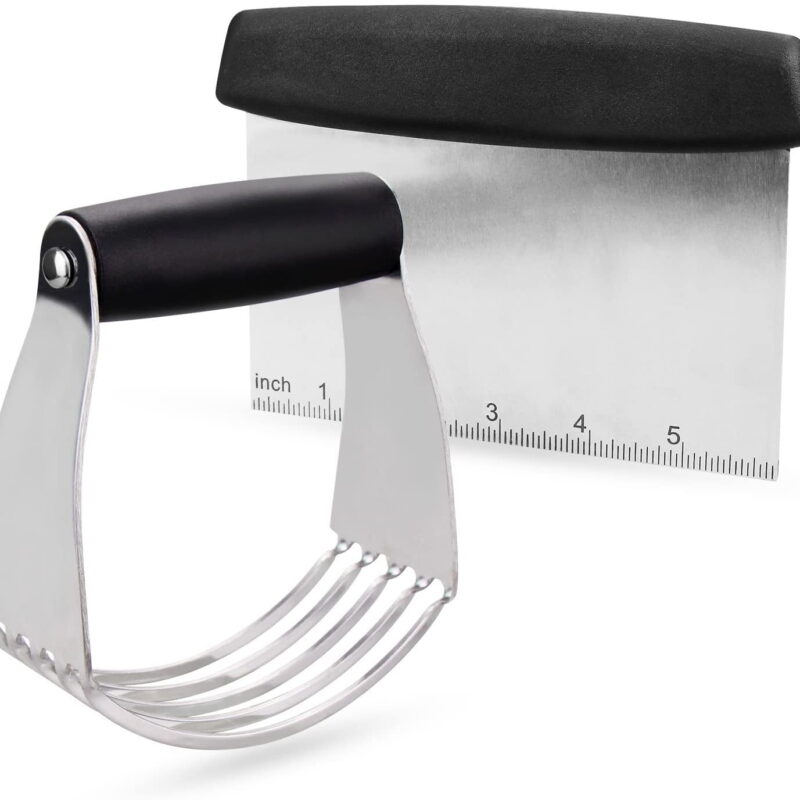 Dough Blender Stainless Steel Pastry Cutter Set - Multipurpose Bench Scraper - Great as Dough Cutter for Pastry Butter and Pizza Dough - Smooth Baking Dough Tools