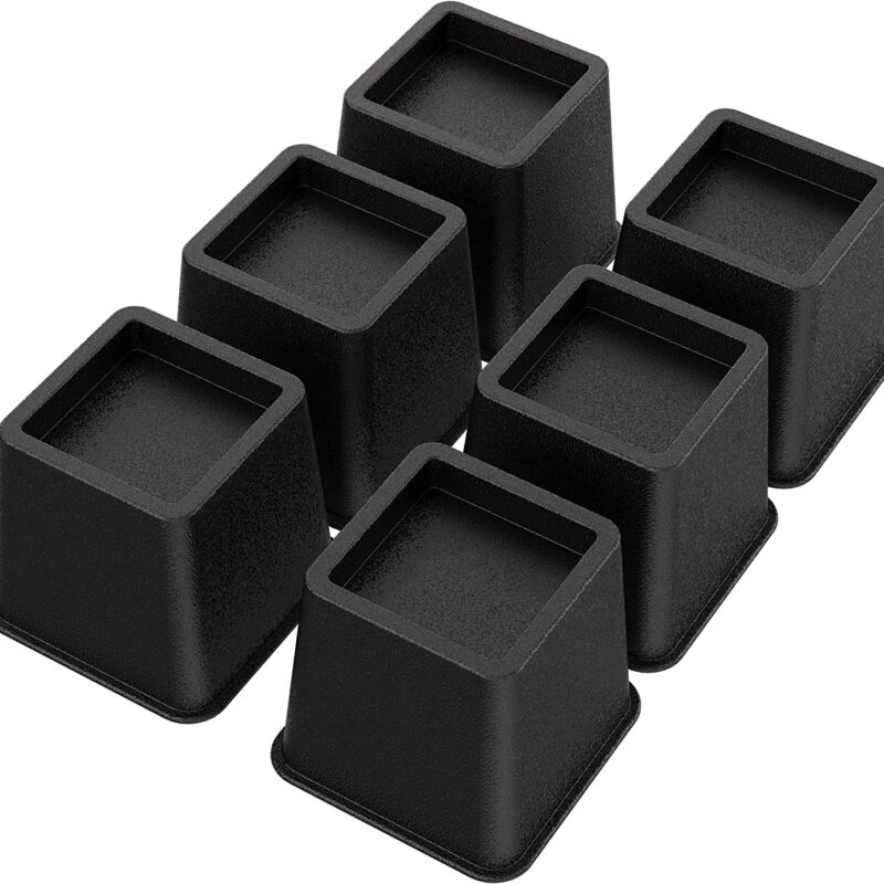 6 Pack Bed Furniture Risers, Stackable Bed Lifts in Heights of 3 inch, Heavy Duty Furniture Risers for Bed, Couch, Desk, Sofa, Chair, Table Legs Extenders