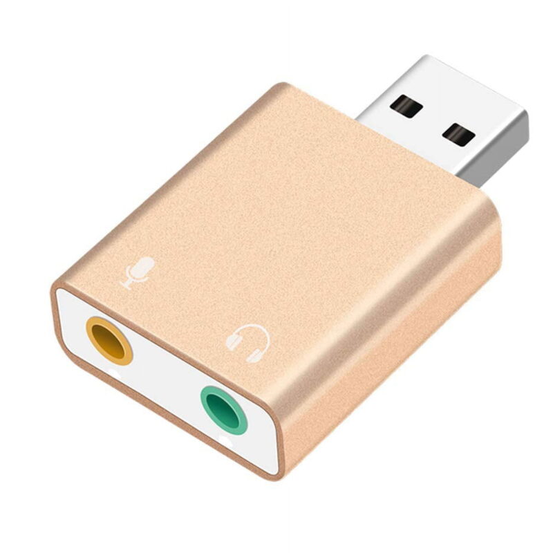 USB to Audio External Stereo Sound Adapter with 3.5mm Headphone and Microphone Jack for USB Audio Device, Windows, Mac, Linux, PC, Laptops, Desktops, PS4.