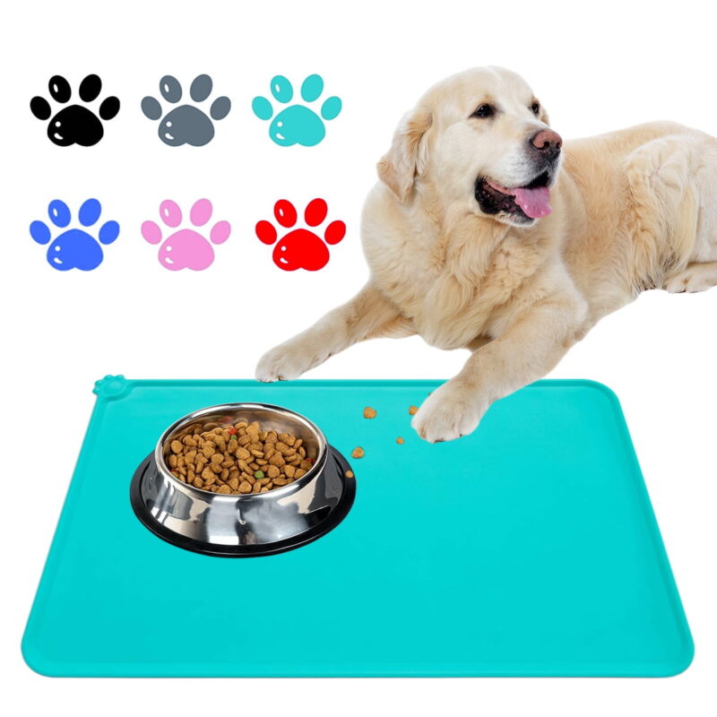 Found Silicone Waterproof Dog Cat Pet Food Mats Tray - Non Slip Pet Dog Cat Bowl Mats Placemat - FDA Grade Dog Pet Cat Feeding Mat-GREEN