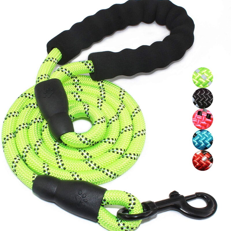5 FT Strong Dog Leash with Comfortable Padded Handle and Highly Reflective Threads Dog Leashes for Small Medium and Large Dogs (Small, 5FT, GREEN)
