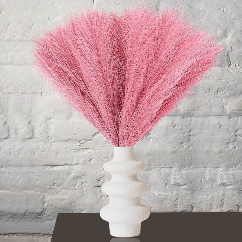 10 Pcs Faux Pampas Grass, 18" Bundle of Artificial Pampas Grass Decor Fluffy Stems, Fake Pampas Grass Branches for Vase Filler Wedding Home Decor (Pink)