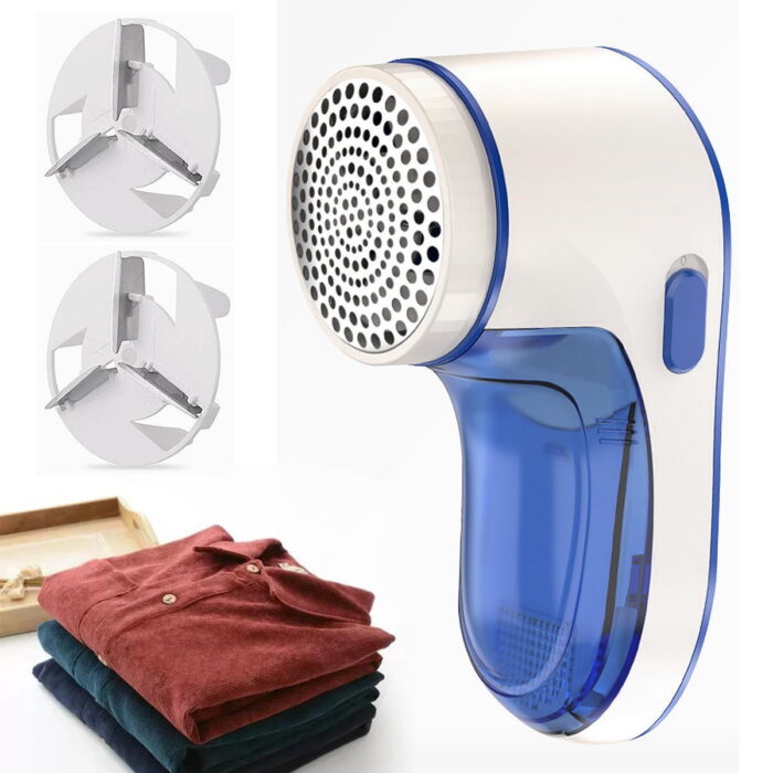 TiokMc Electric Lint Remover, USB Rechargeable Fabric Shaver for Clothes, Cordless Bobble Sweater Defuzzer with 3 Blades,Blue