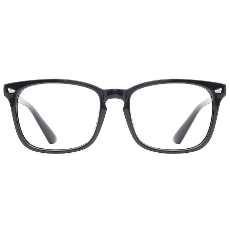 Blue Light Blocking Glasses Square Computer Eyewear Clear Lens Eyeglasses Frame - Black