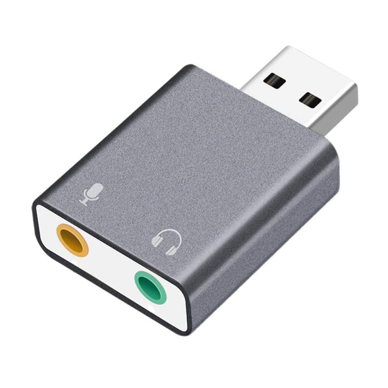 USB Audio Adapter External Audio Sound Card Adapter with Speaker Headphone and Microphone Jack for USB Audio Device