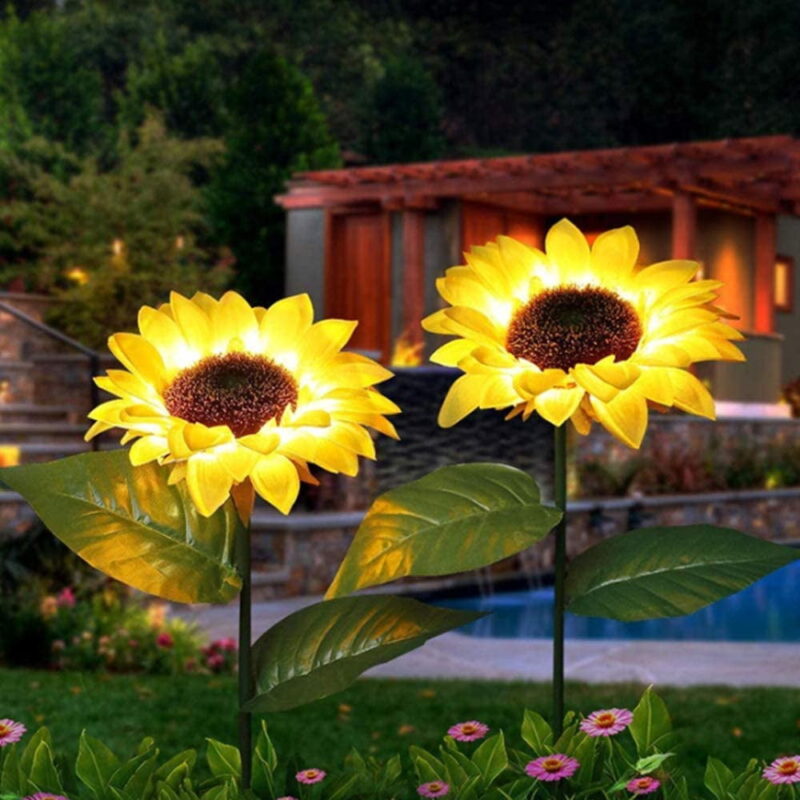 Garden Solar Lights 28 Inch Outdoor Waterproof Solar Decorative Lighting LED Powered Landscape Lights Decor Yard Stake Lamp for Pathway, Patio, Porch, Balcony, Backyard,Lawn (2pcs)