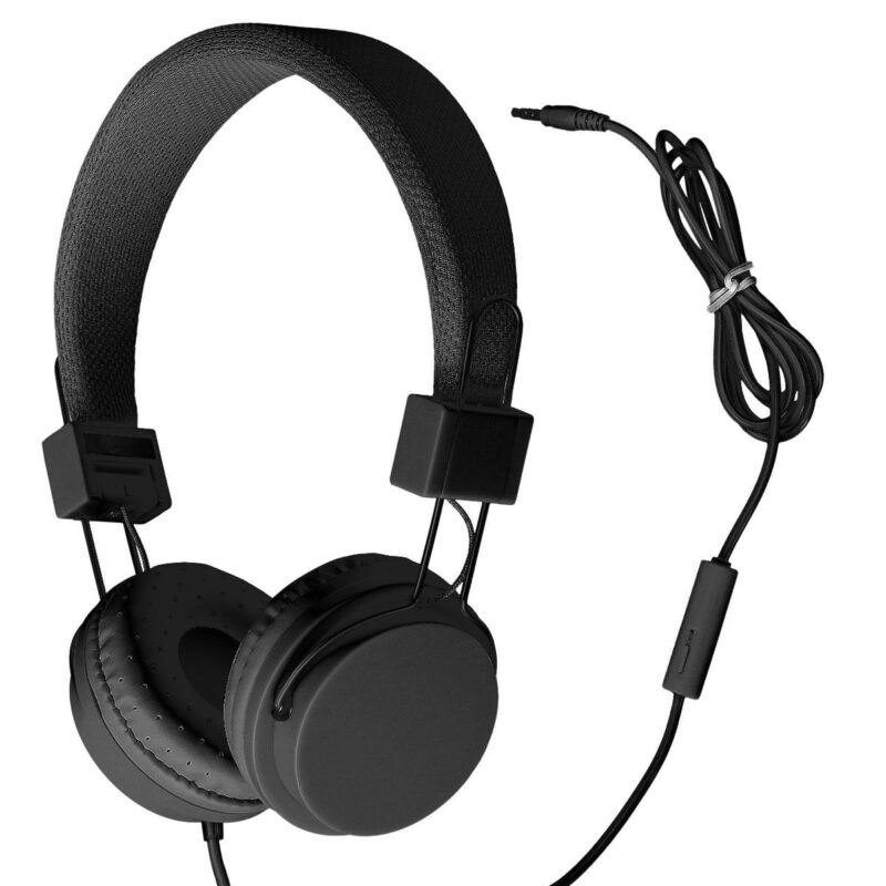Kids Over Ear Headphones, Noise Cancelling Wired Earphone for Boys Girls, 3.5mm Foldable Headset Suitable for IOS Android Smartphones, Black