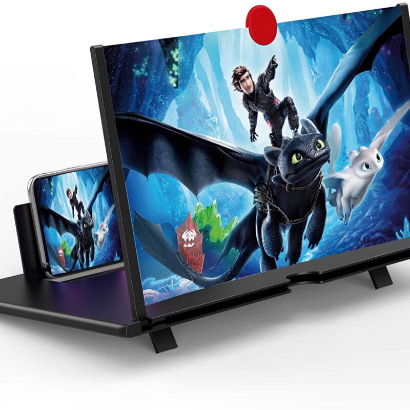 12" Screen Magnifier 3D HD Cell Phone Magnifing Screen Enlarger Projector for Movies Videos and Gaming Foldable Phone Stand Holder with Screen Amplifier Compatible with All Smartphones