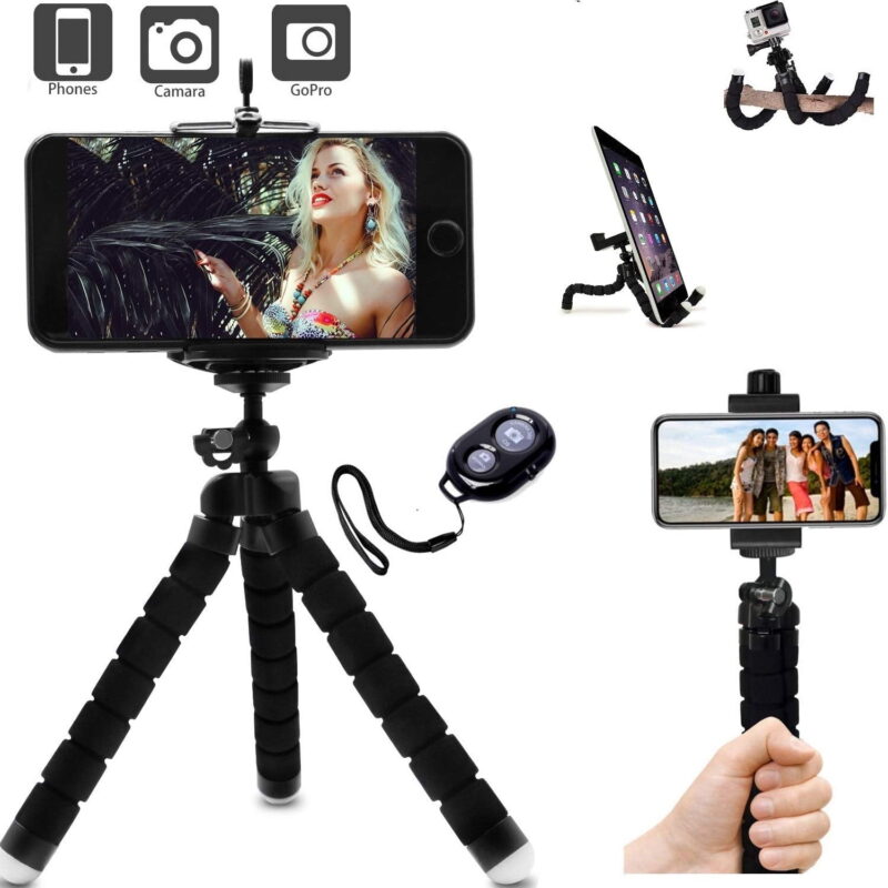 Phone Tripod,Upgraded iPhone Tripod with Wireless Remote Shutter Compatible with iPhone/Android Samsung, Mini Tripod Stand Holder for Camera GoPro/Mobile Cell Phone