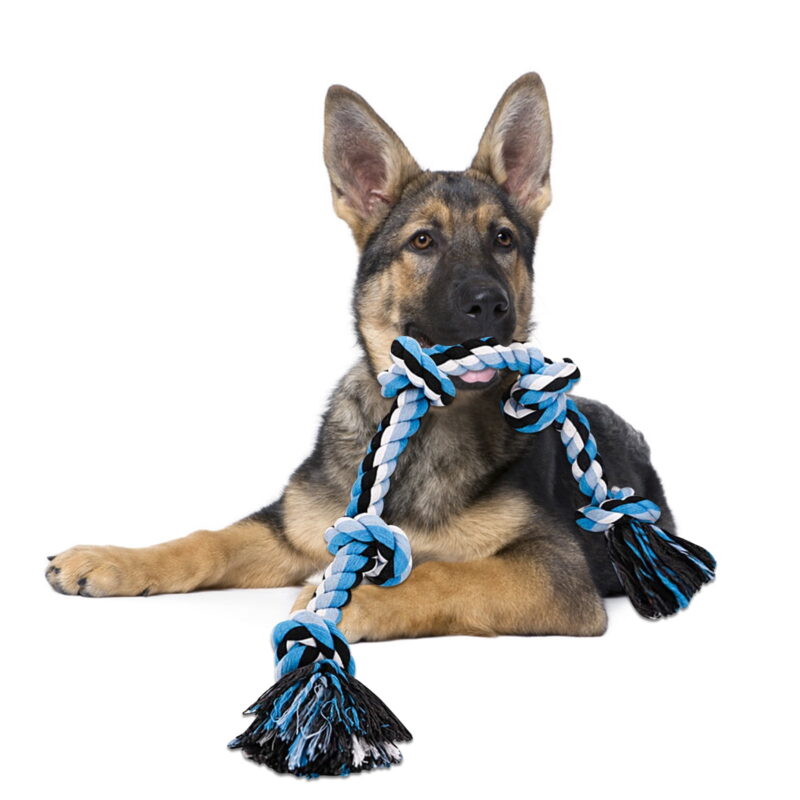 Tough Rope Chew Toys for Large and Medium Dog, Dog Rope Toys with 5 Knots for Aggressive Chewers, Indestructible Cotton Rope Tug of War Dog Toy for Teeth Cleaning