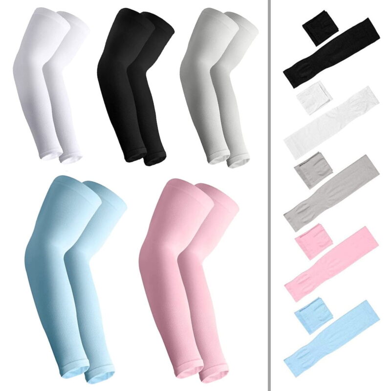 5 Pairs Cooling UV Protection Sun Sleeves, Long Arm Cover for Men Women, Outdoor Sports Sun Sleeves for Running Golf Cycling Basketball Driving Fishing