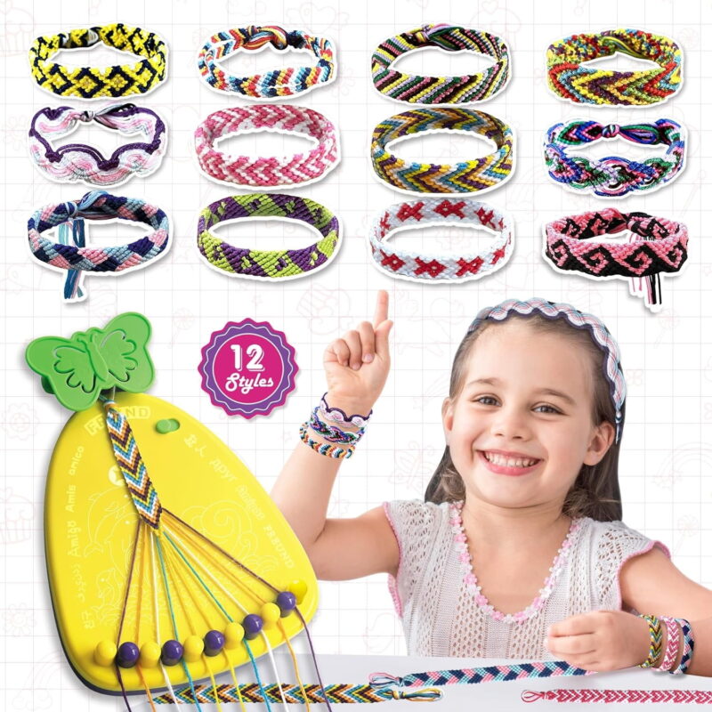 TiokMc Friendship Bracelet String Maker kit, Arts and Crafts for Girls Ages 8-12 Year Old, Jewelry Making Kit Toys for Kids Birthday DIY Present Christmas Gifts Ideas (1808)
