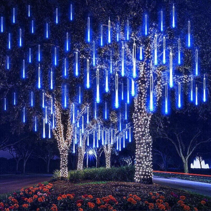 Meteor Shower Rain Lights, Valentine Lights 50cm 10 Tubes 540 LED Icicle Snow Falling Christmas Lights Outdoor Raindrop Lights, Xmas Wedding Party Tree Holiday Decoration, Blue