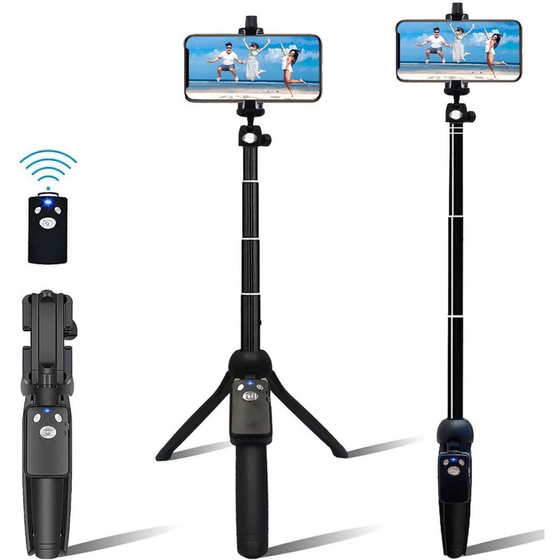 40 Inch Extendable Phone Tripod Stand with Wireless Remote, Selfie Stick Compatible with iPhone 13 12 11 pro Xs Max Xr X 8 Plus 7, Samsung Galaxy Android Devices and More