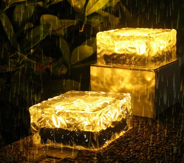 Solar Brick Lights - Solar Ice Cube Lights Outdoor Waterproof Brick Light Lamp