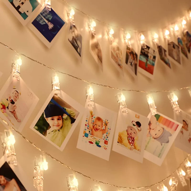 50 LED Photo Clip String Lights, Fairy Lights with Clips, Lights with Clips for Pictures, Polaroid Lights with Clips for Bedroom & Dorm Room Decoration