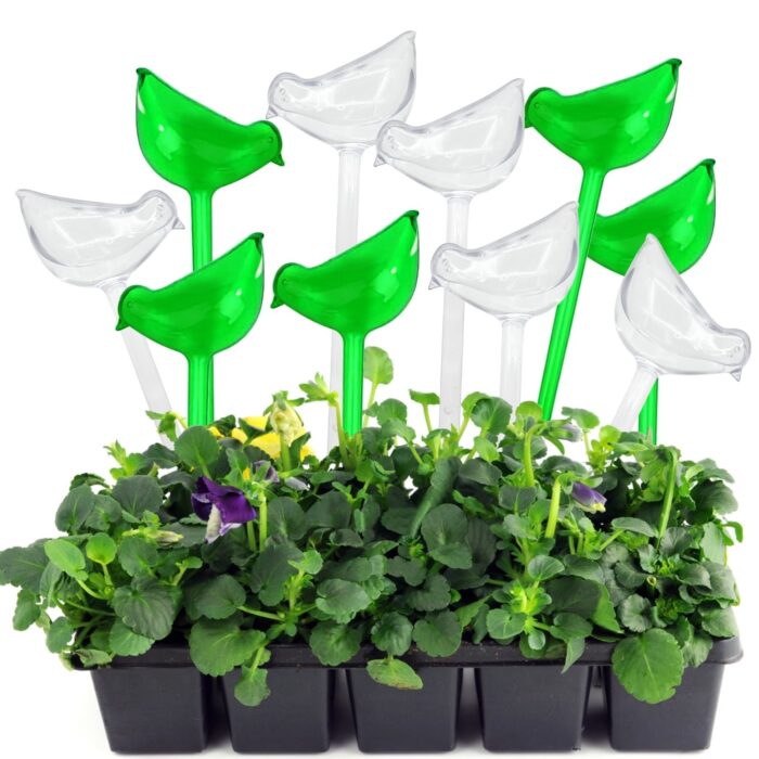 10 Pcs 5" Large Plant Watering Globes PVC Self Watering Bulbs Bird Shape Automatic Spikes System Transparent Plant Waterer Indoor Outdoor