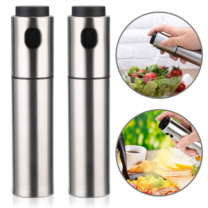 2 Pack Oil Spritzer Bottle for Cooking, 100ml Olive Oil Dispenser Spray Mister, Stainless Steel Oil Sprayer for Salad, BBQ, Kitchen Baking, Roasting, Air Fryer