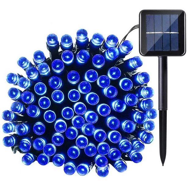 Solar Fairy String Lights 100 LED Christmas Decorative Lights (Blue)