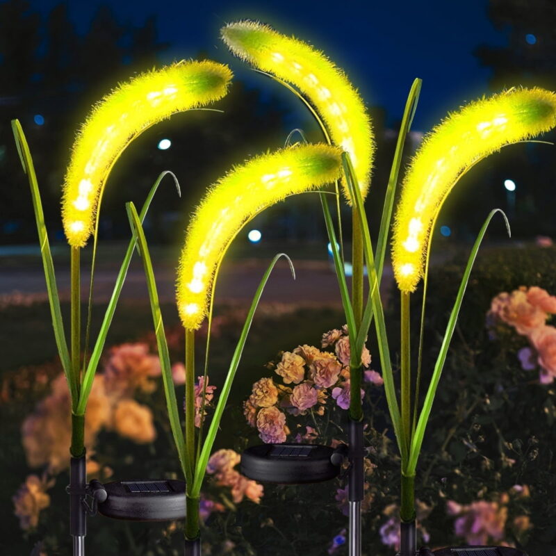 TiokMc 2-Pack Solar Powered Reed Light - LED Dog Tail Lawn Light for Outdoor Villa Garden Decoration, Courtyard Light (Setaria Herb)