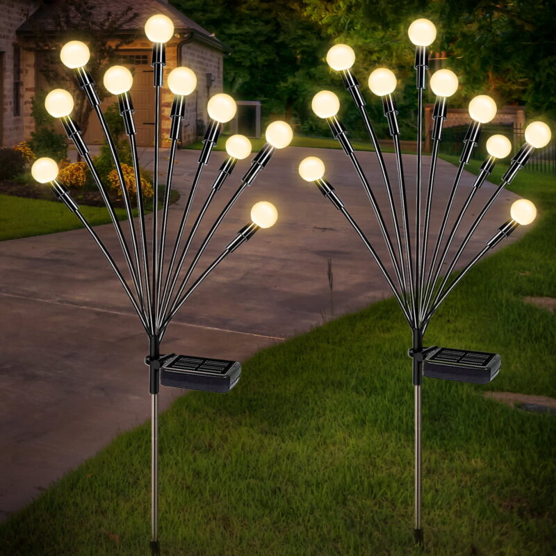Rirool Waterproof Solar Garden Lights, Starburst Swaying Light Swaying When Wind Blows Solar Lights